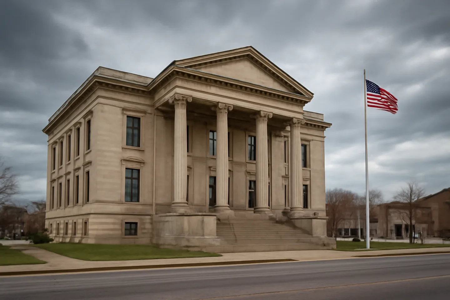 County courthouse exterior in a small town