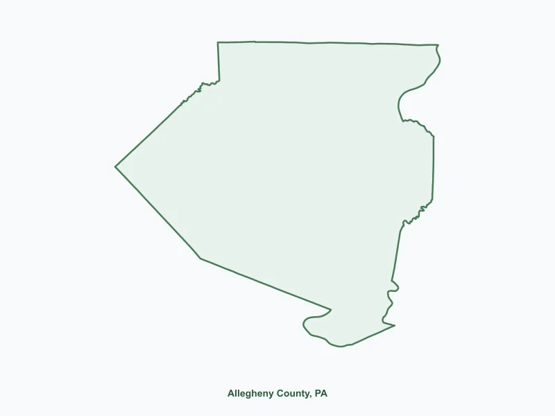 Map of Allegheny County, PA showing major cities