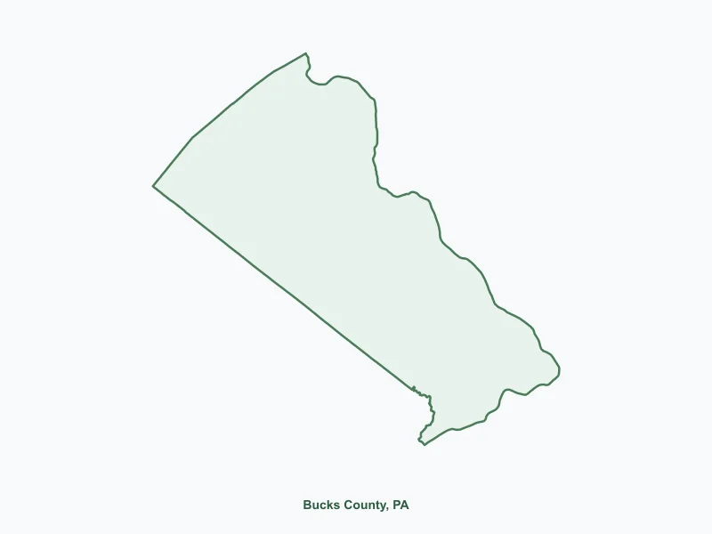 Map of Bucks County, PA showing major cities