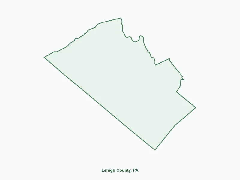 Map of Lehigh County, PA showing major cities