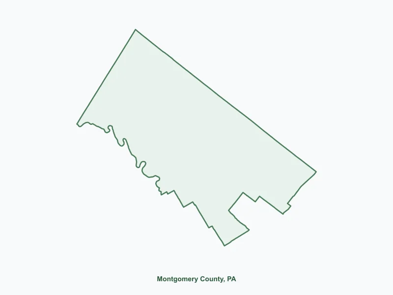 Map of Montgomery County, PA showing major cities