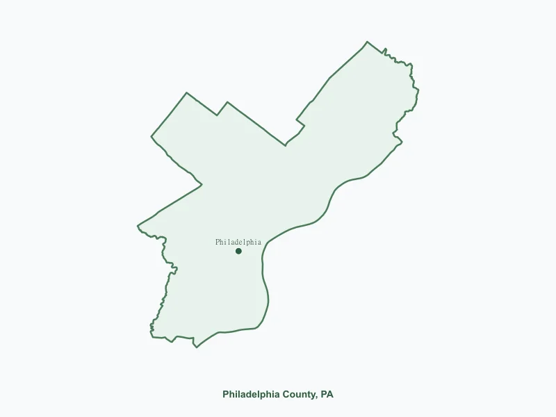 Map of Philadelphia County, PA showing major cities