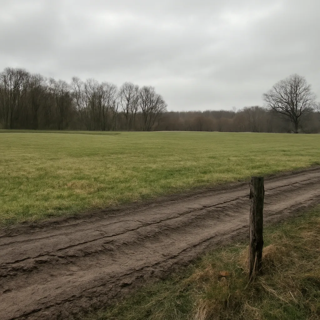 Rural acreage with open grassland and conifer forest in Bucks County, Pennsylvania