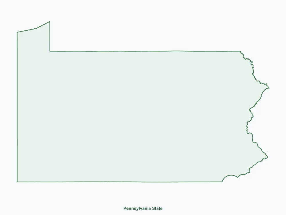 Map of Pennsylvania State showing major cities